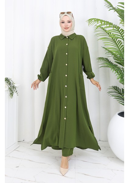 Çıtçıtlı Tunik Pantolon Ikili Takım 0097-08 Haki