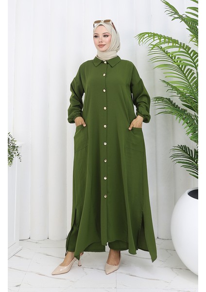 Çıtçıtlı Tunik Pantolon Ikili Takım 0097-08 Haki fiyatları