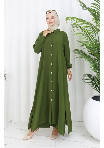 Çıtçıtlı Tunik Pantolon Ikili Takım 0097-08 Haki fırsatları