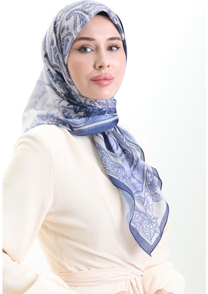 Etnik Desen Soft Eşarp 90200-04 Lacivert