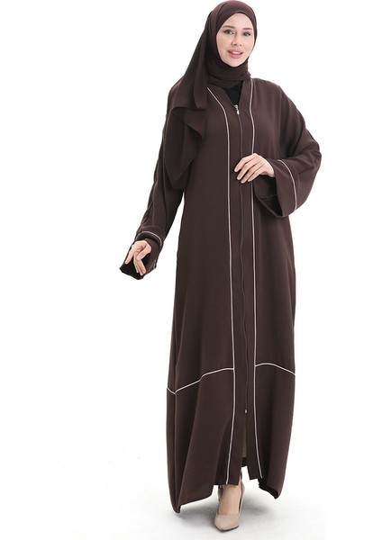 Modal Kumaş Biyeli Abaya Ferace 4470-01 Kahverengi fiyatları