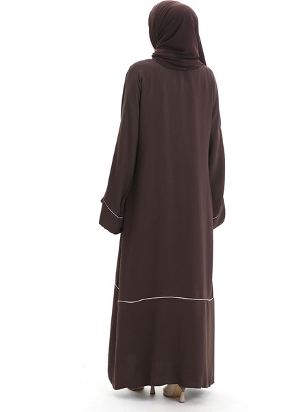 Modal Kumaş Biyeli Abaya Ferace 4470-01 Kahverengi indirimleri