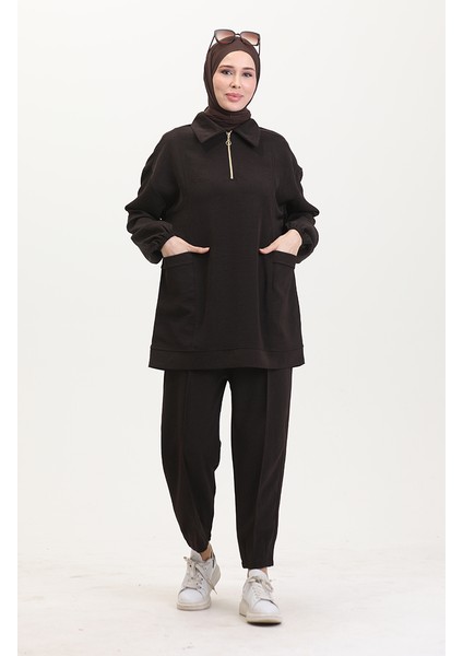 Spor Tunik Pantolon Ikili Takım 5090-01 Kahverengi