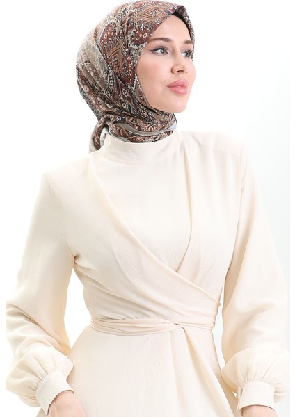 Karaca Desenli Cotton Eşarp 81092-13 Bal Köpüğü Kiremit