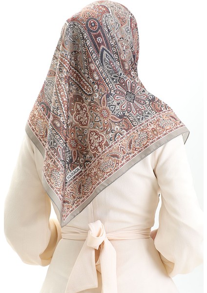 Karaca Desenli Cotton Eşarp 81092-13 Bal Köpüğü Kiremit modelleri