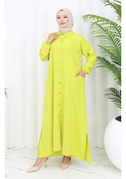 Çıtçıtlı Tunik Pantolon Ikili Takım 0097-05 Yağ Yeşili