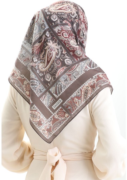 Karaca Desenli Cotton Eşarp 81094-10 Kahverengi Kiremit modelleri