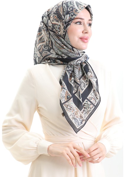 Karaca Desenli Cotton Eşarp 81094-03 Siyah Yeşil