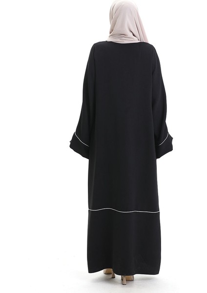 Modal Kumaş Biyeli Abaya Ferace 4470-02 Siyah indirimleri
