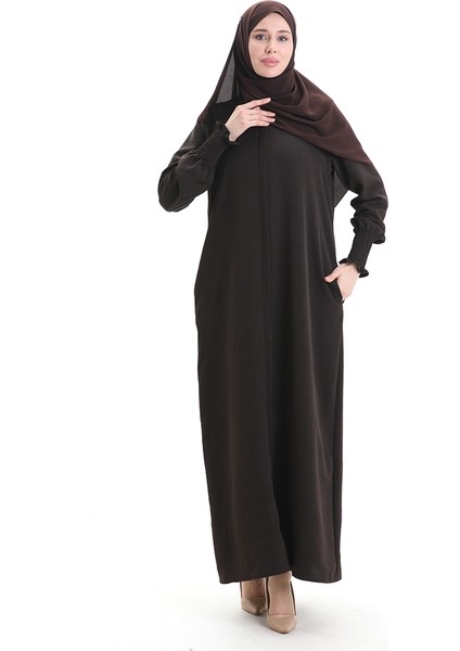 Krem Kumaş Keten Ferace 5095-03 Kahverengi