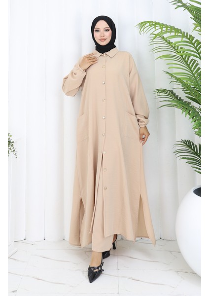 Çıtçıtlı Tunik Pantolon Ikili Takım 0097-04 Bej fiyatları