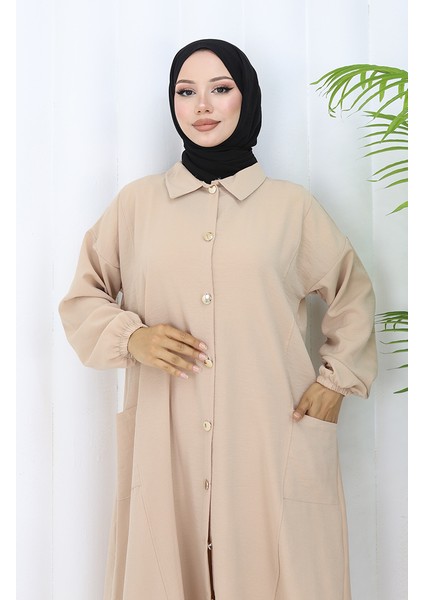 Çıtçıtlı Tunik Pantolon Ikili Takım 0097-04 Bej fırsatları