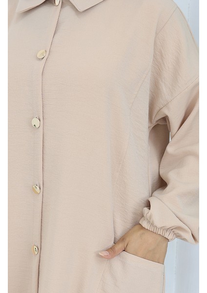 Çıtçıtlı Tunik Pantolon Ikili Takım 0097-04 Bej indirimleri