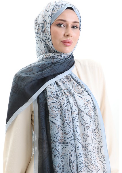 Karaca Desenli Cotton Şal 82003-02 Bebek Mavisi Lacivert
