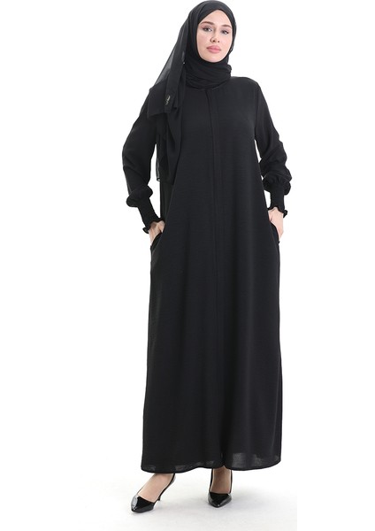 Krem Kumaş Keten Ferace 5095-01 Siyah