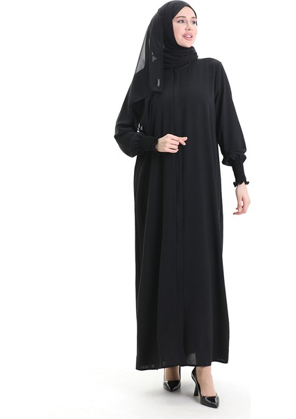 Krem Kumaş Keten Ferace 5095-01 Siyah
