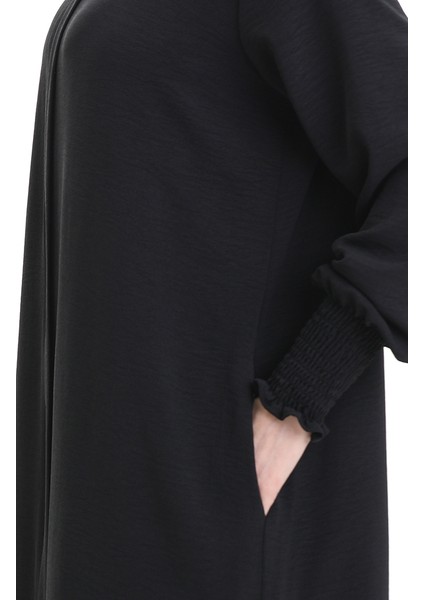 Krem Kumaş Keten Ferace 5095-01 Siyah