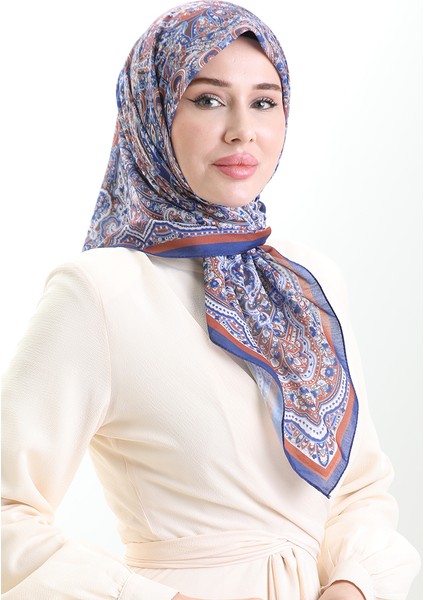 Etnik Desen Soft Eşarp 90201-06 Saks