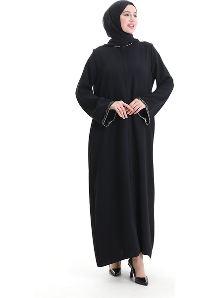 Modal Kumaş Hürrem Kol Ferace 1904-10 Siyah Vizon modelleri