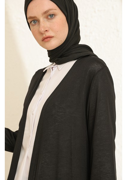 Sade Ince Basic Uzun Hırka Tesettür Hırka Anne Hırka 8755-01 Siyah fırsatları