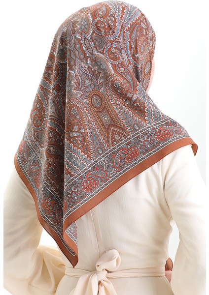 Karaca Desenli Kupra Eşarp 81093-11 Kiremit Mavi fırsatları