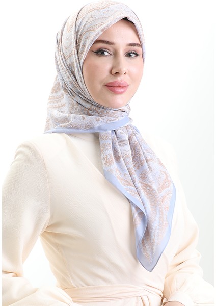 Karaca Desenli Cotton Eşarp 81095-03 Bebek Mavisi