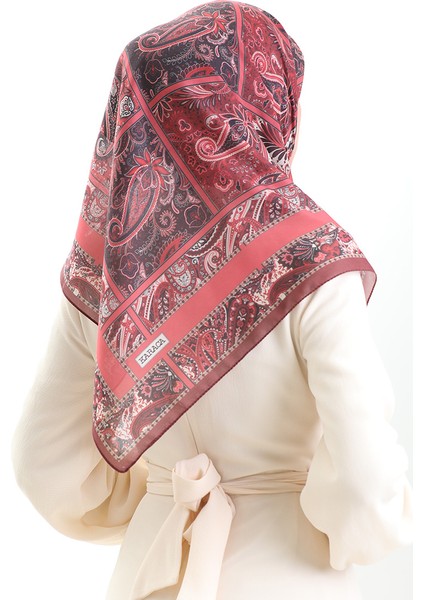 Karaca Desenli Cotton Eşarp 81094-06 Bordo modelleri