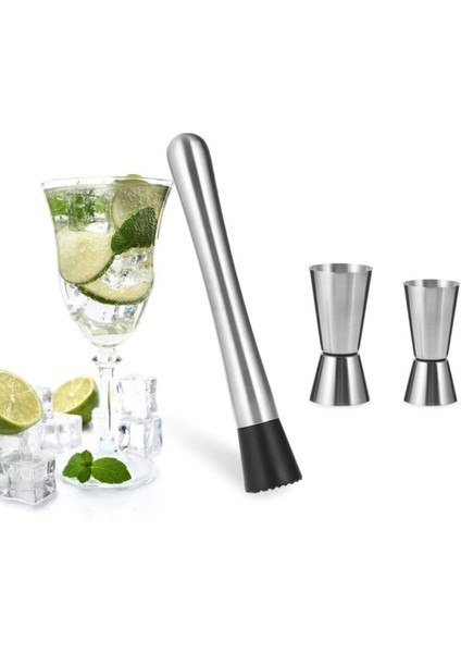 Fünke Mohito Tokmağı Jigger 2/4 cl Çelik, Jigger 3/6 cl Çelik Set