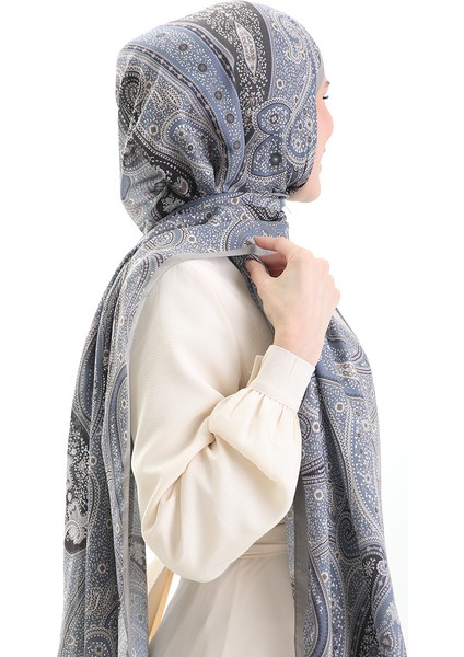 Karaca Desenli Cotton Şal 82001-08 Koyu Bej Indigo modelleri