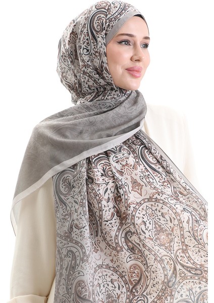 Karaca Desenli Cotton Şal 82003-12 Taş Koyu Bej