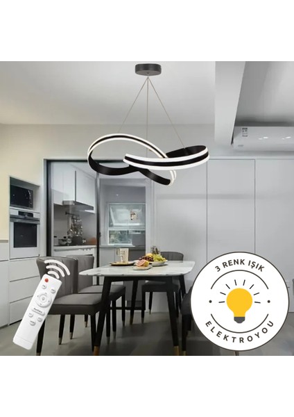 Astera Siyah Kumandalı 3 Renk Ledli Modern Özel Tasarım Sarkıt LED Avize fiyatları