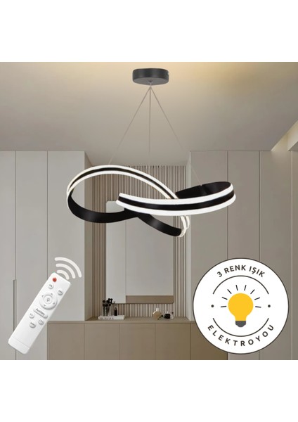 Astera Siyah Kumandalı 3 Renk Ledli Modern Özel Tasarım Sarkıt LED Avize fırsatları