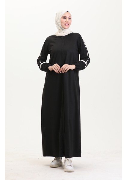 Kol Baskılı Fermuarlı Ferace 13045-02 Siyah fiyatları