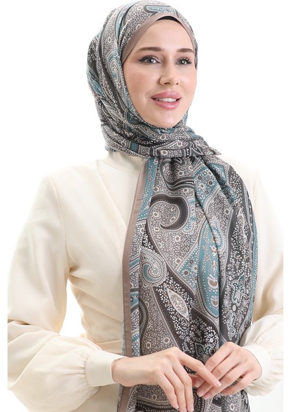 Karaca Desenli Cotton Şal 82001-04 Toprak Petrol