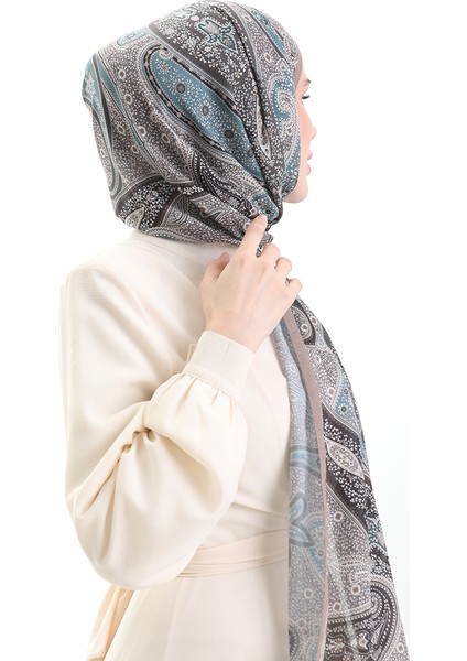 Karaca Desenli Cotton Şal 82001-04 Toprak Petrol modelleri