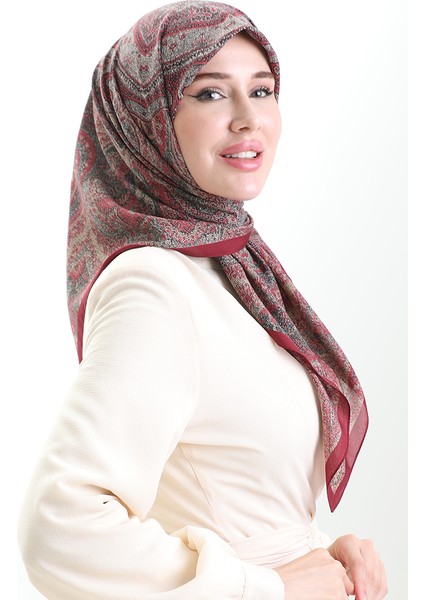 Karaca Desenli Cotton Eşarp 81095-02 Bordo fiyatları