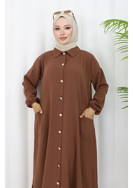 Çıtçıtlı Tunik Pantolon Ikili Takım 0097-07 Kahverengi fırsatları