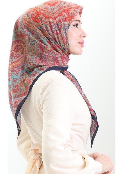Karaca Desenli Cotton Eşarp 81095-08 Lacivert Nar Çiçeği modelleri