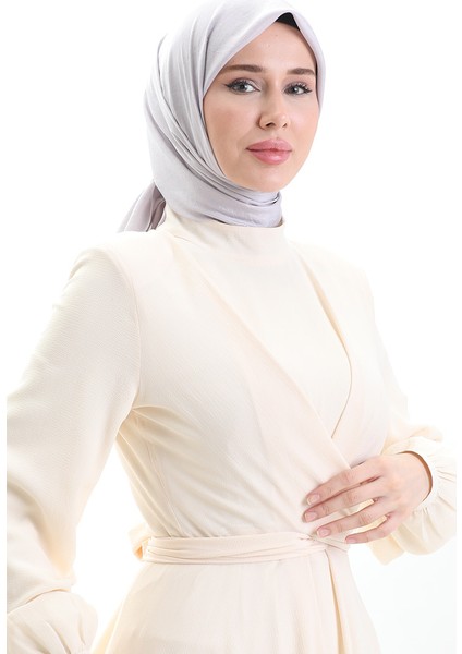 Madame Mary Fransız Vual Eşarp 19098-04 Açık Gri