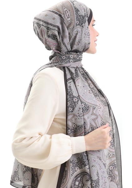 Karaca Desenli Cotton Şal 82001-01 Kahverengi Pudra modelleri