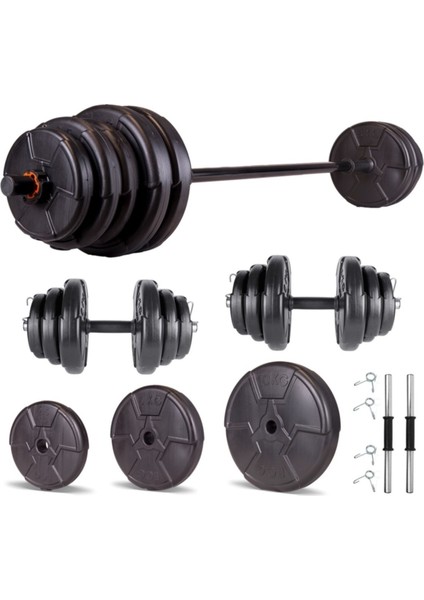 Ecgspor Hero Serisi 65 kg Dambıl Seti ve Halter Seti Ağırlık Fitness Seti