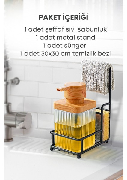 Turuncu, şeffaf metal standlı tekli ahşap akrilik bulaşık sabunluk fırsatları