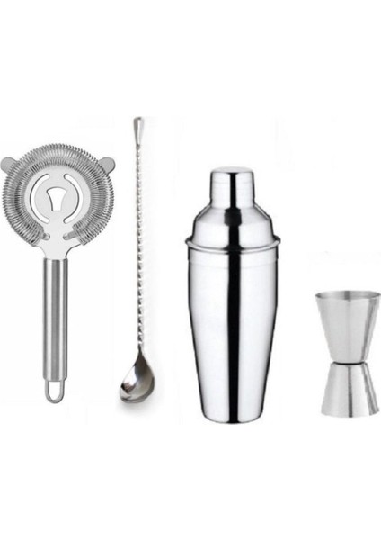 4 Parça Kokteyl Hazırlama Seti 750 ml Shaker