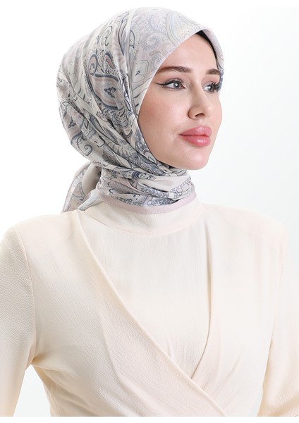 Karaca Desenli Cotton Eşarp 81094-02 Pudra Krem