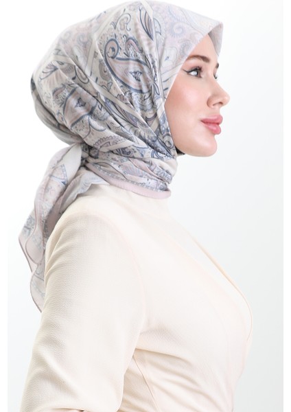 Karaca Desenli Cotton Eşarp 81094-02 Pudra Krem modelleri