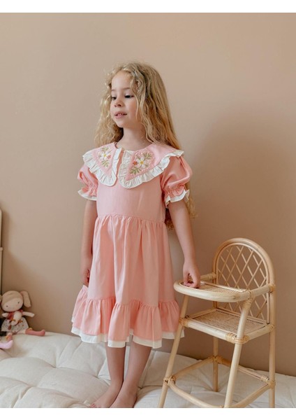 Yigit Butik Nakış Işlemeli Kız Çocuk Elbise