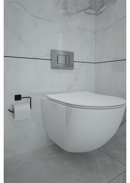 Kare Metal Tuvalet Kağıdı Askısı, Siyah, Vidalı Montaj, Modern ve Şık Tasarım fiyatları