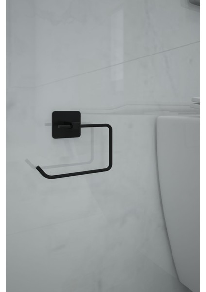 Kare Metal Tuvalet Kağıdı Askısı, Siyah, Vidalı Montaj, Modern ve Şık Tasarım fırsatları