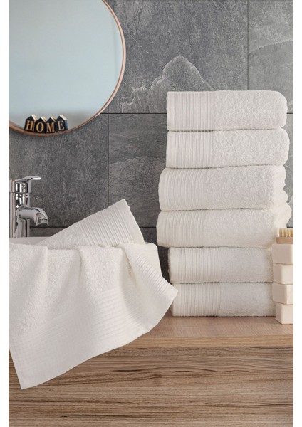 8'li 50x90cm pamuk havlu seti, krem renk, el ve yüz havlusu, yumuşak ve şık kullanım fiyatları