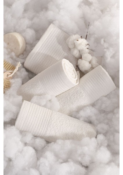 8'li 50x90cm pamuk havlu seti, krem renk, el ve yüz havlusu, yumuşak ve şık kullanım modelleri